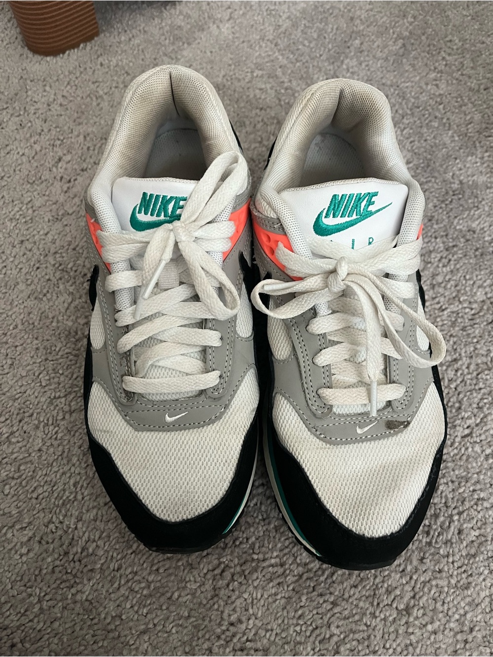Nike White Gray Black Sneakers with Teal and Coral Accents